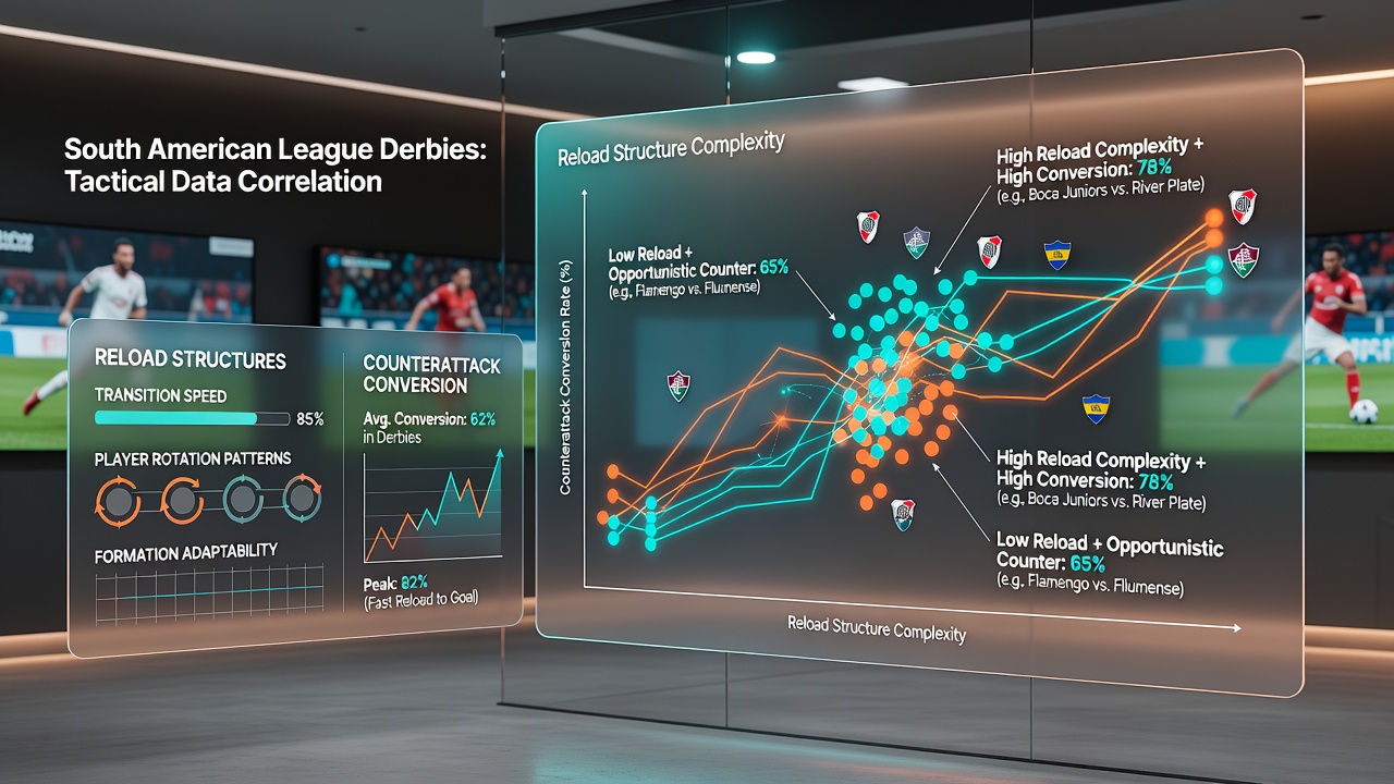 Data visualization charts displaying counterattack conversion trends alongside betting reload activity in South American leagues