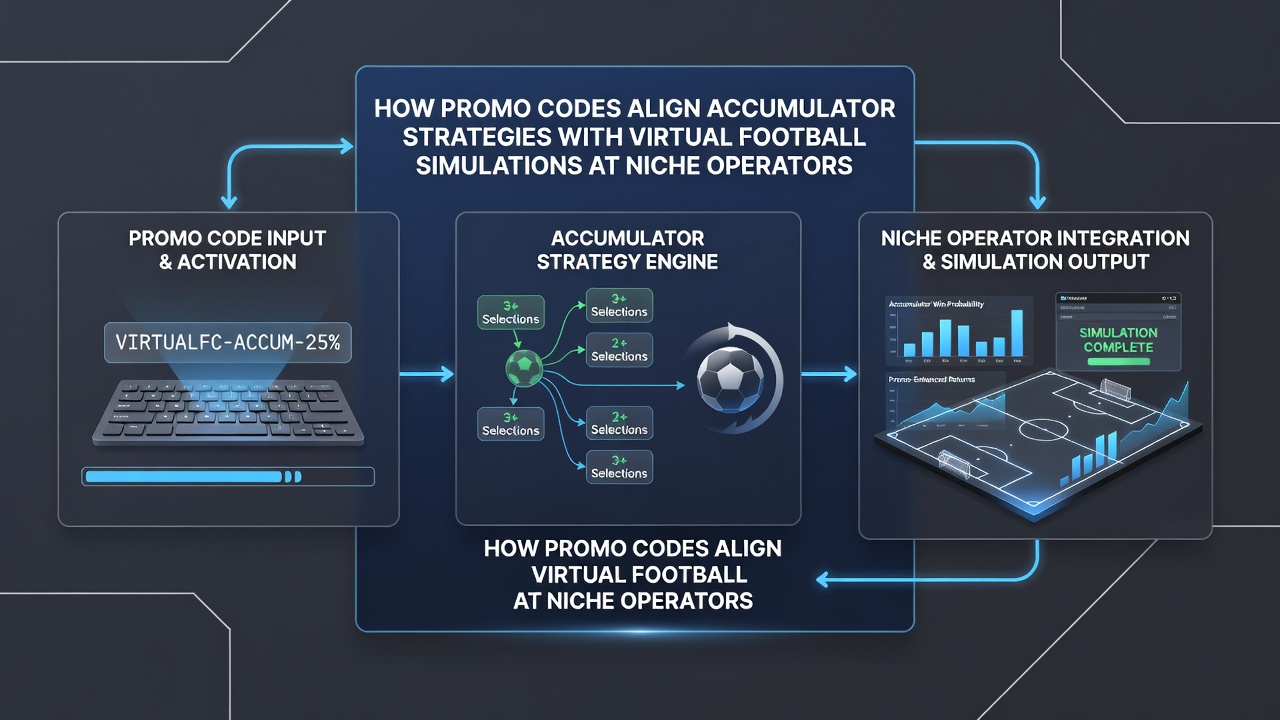 Accumulator strategies integrated with virtual football simulations and promo code usage