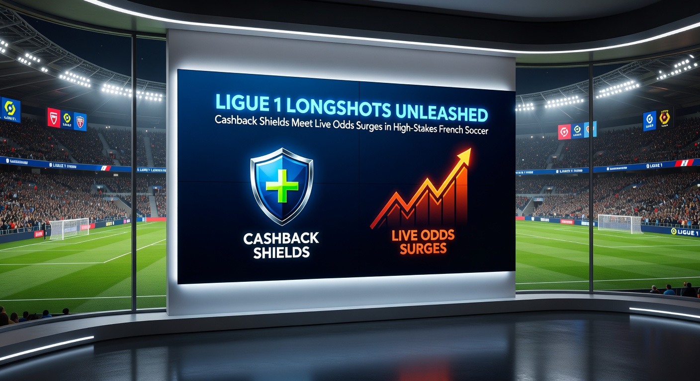 Betting interface showing live odds surging on a Ligue 1 longshot during intense match action
